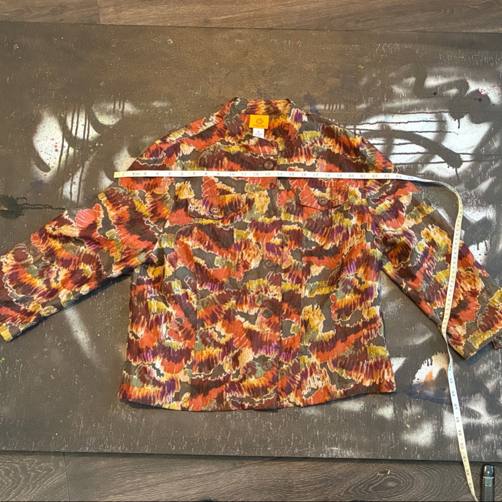 Ruby Rd. Colorful Abstract and sheer Patterned button up